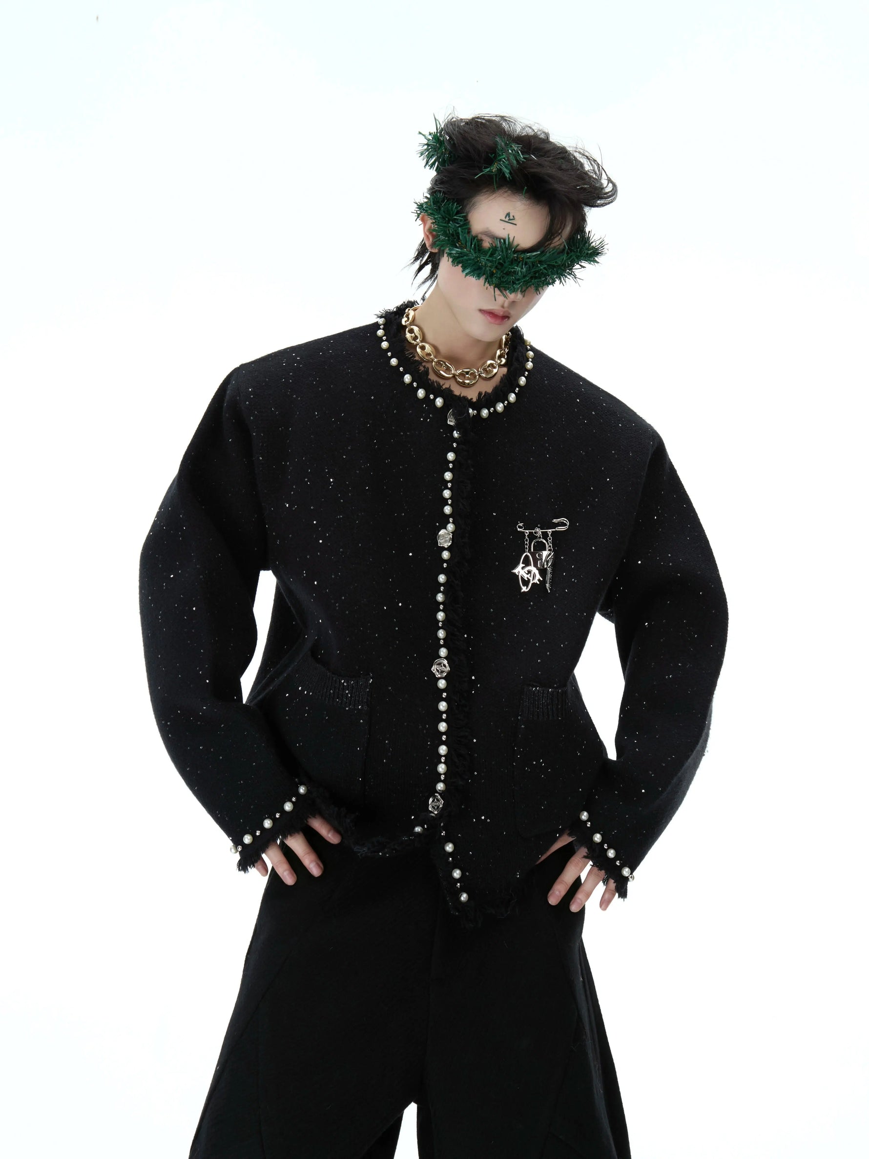 Pearl Embellished Knit Cardigan