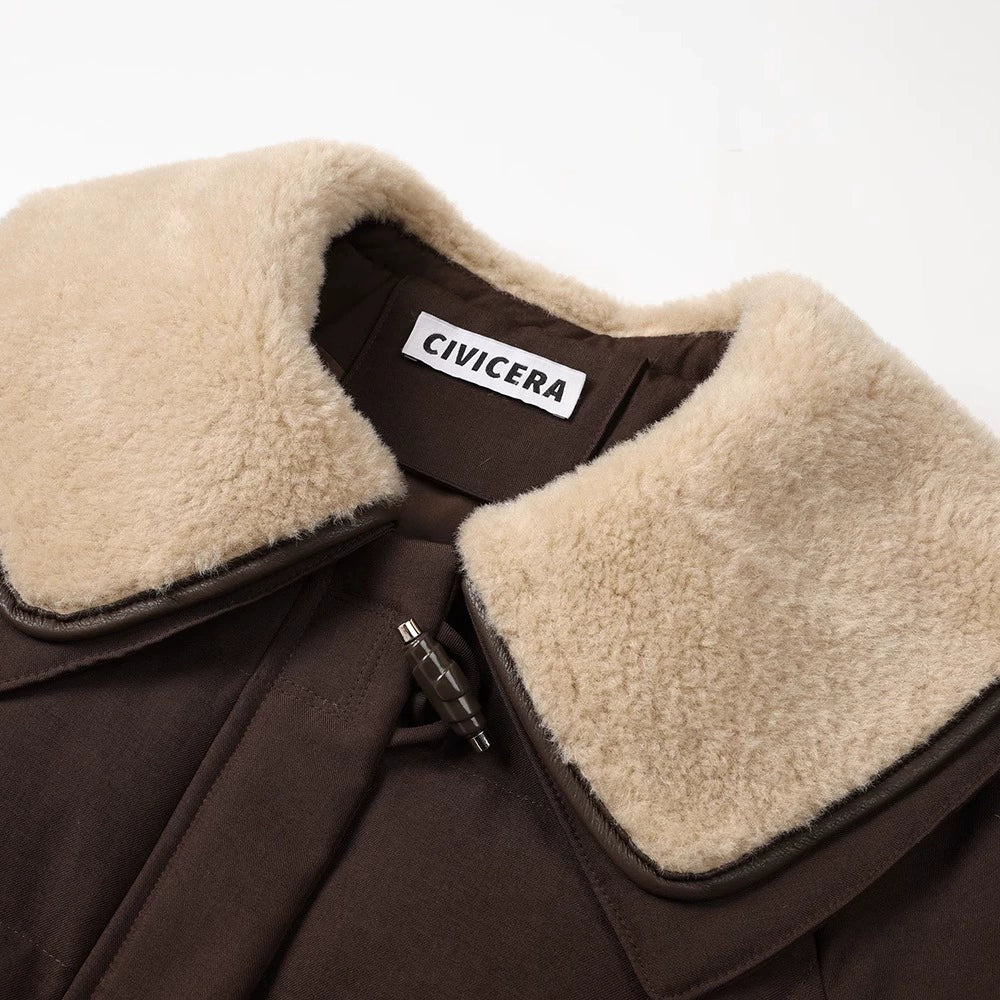 Loose Plush Collar Short Coat