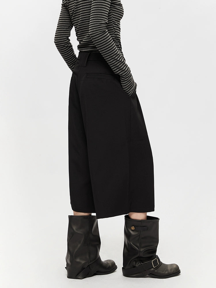 Wide Leg Cropped High Waist Pants