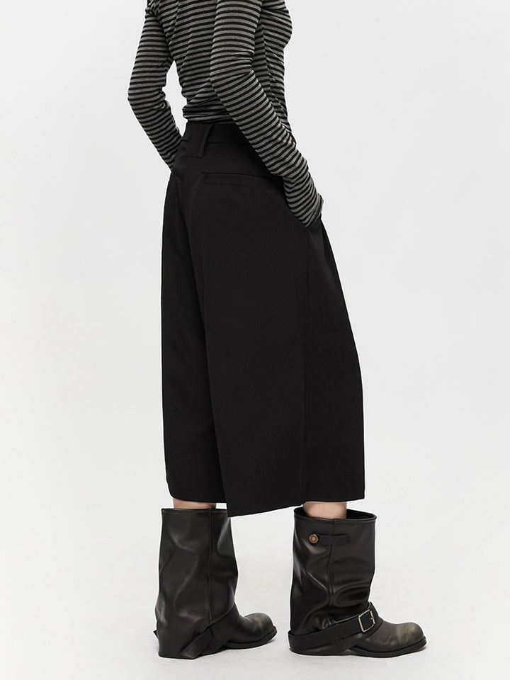 Wide Leg Cropped High Waist Pants