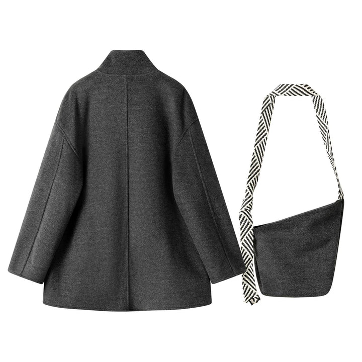 Stand-Collar Double-Faced Wool Coat