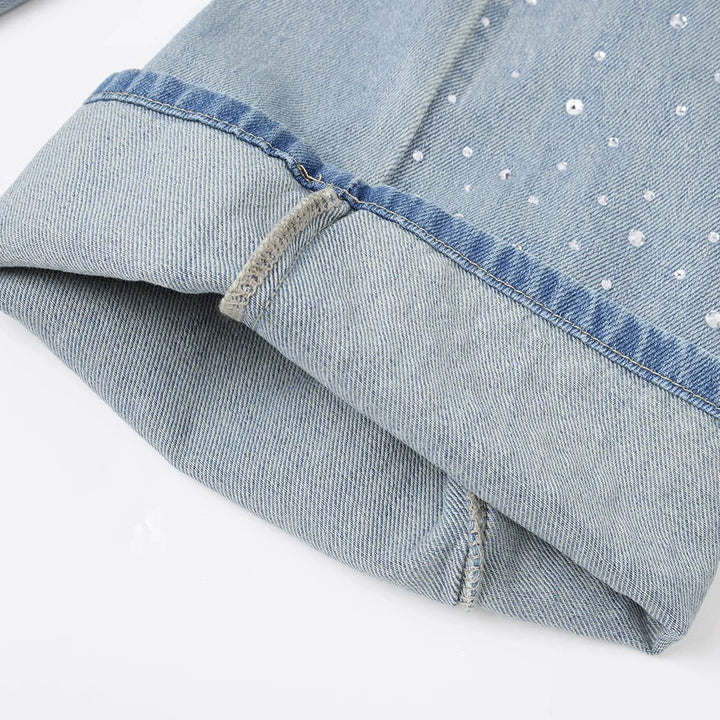Embellished Wide-Leg Straight Jeans