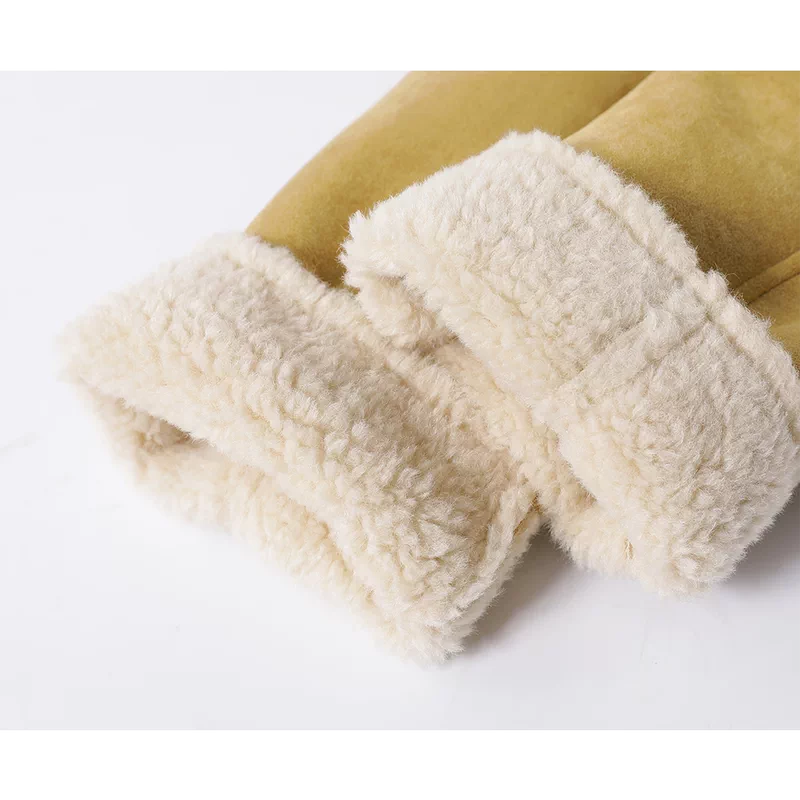 Shearling Trim Short Suede Coat