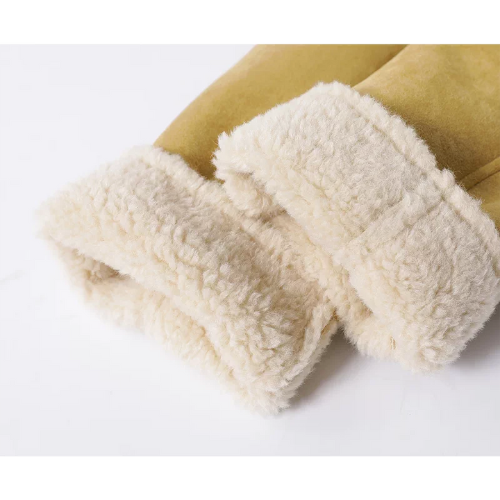 Shearling Trim Short Suede Coat