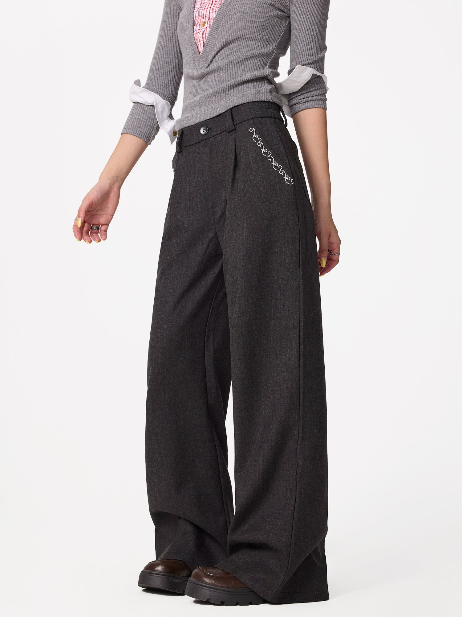 Bestickte ausgestellte gerade Leggings 