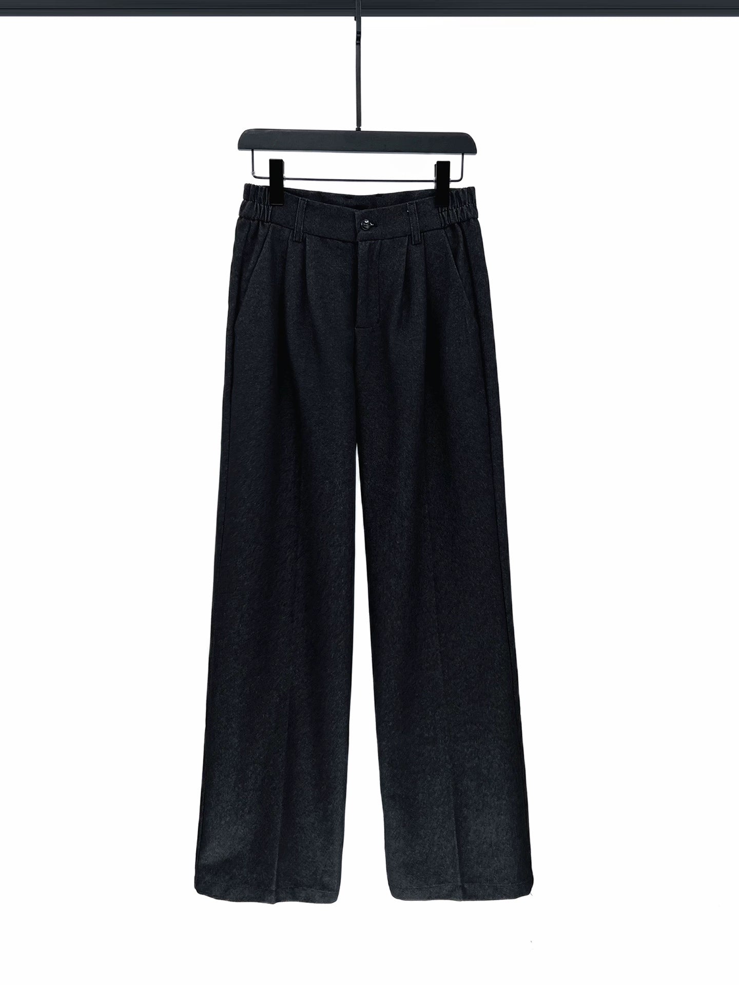 Taklit Denim Bol Düz Takım Pantolonu 