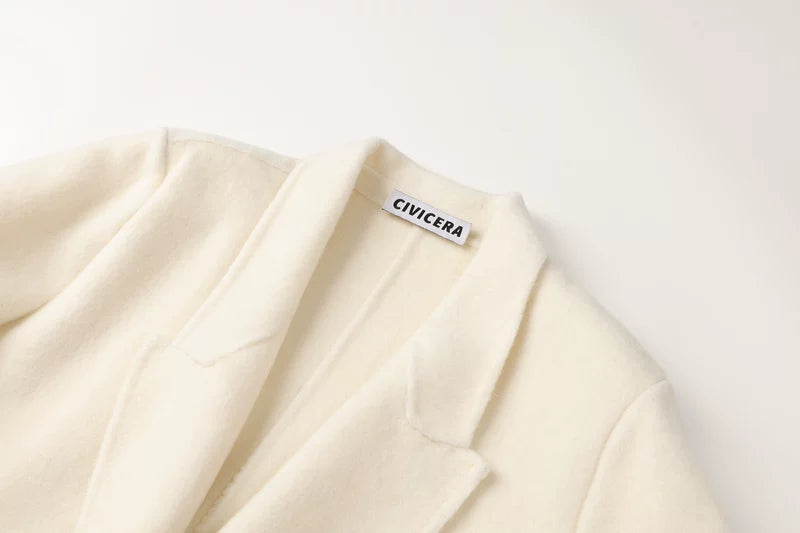 Løs Passform Belte Lang Ullfrakk 