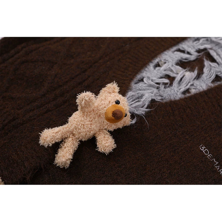 3D Doll Button Knitted Cardigan