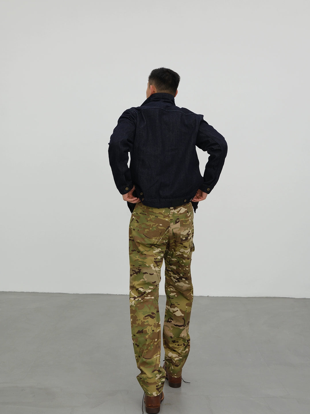 Schwergewicht Distressed Denim Jacke Klassische Passform 