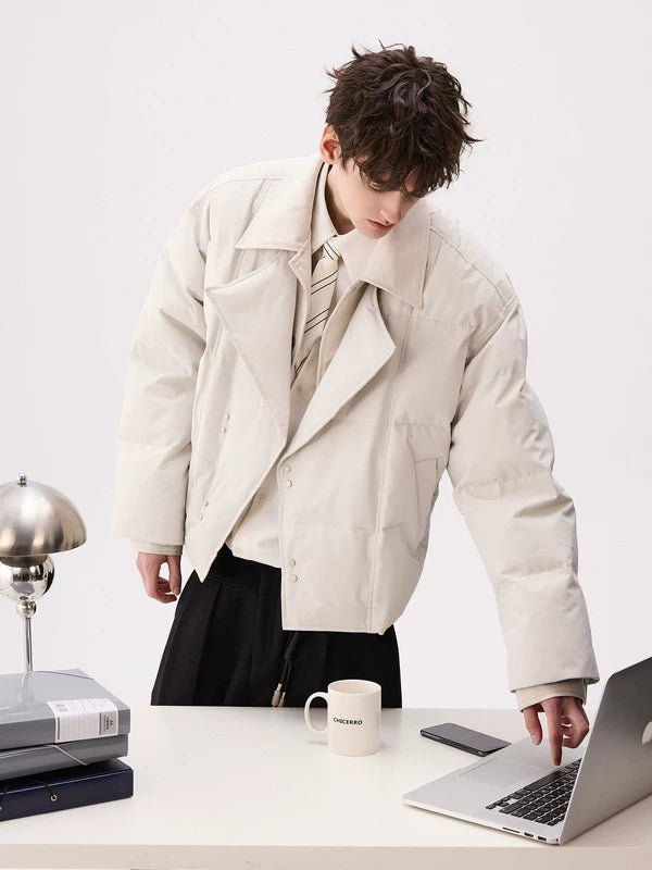 Lapel Faux Two-Piece Cotton Jacket