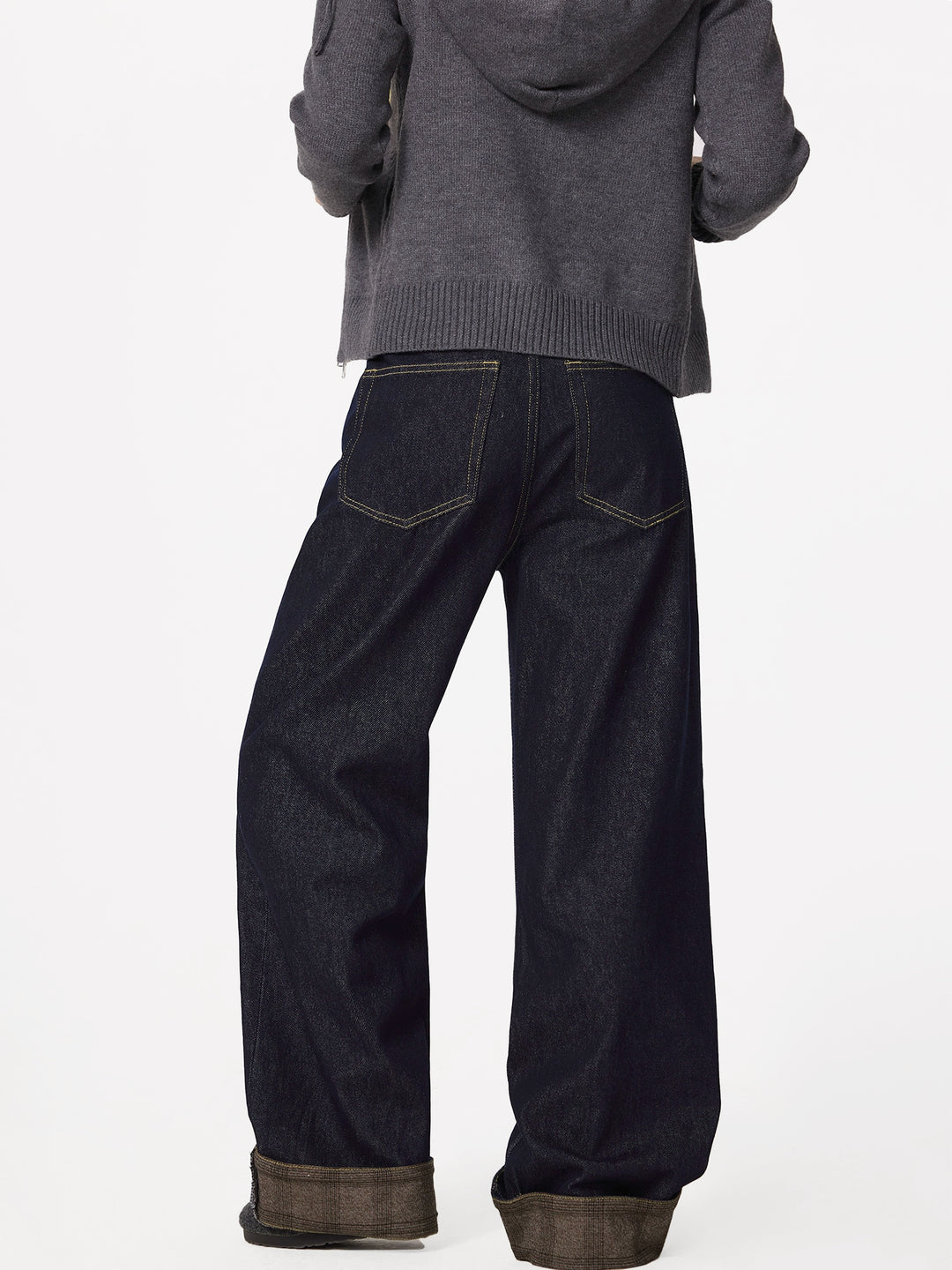 Gerollte Saum Gerade Beinform Denim-Hosen 