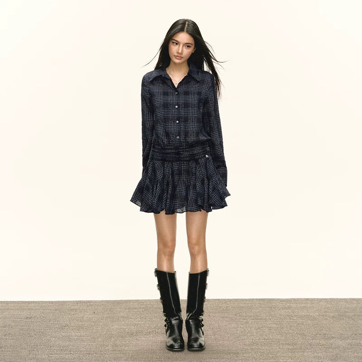 Robe sans manches à carreaux style rétro 