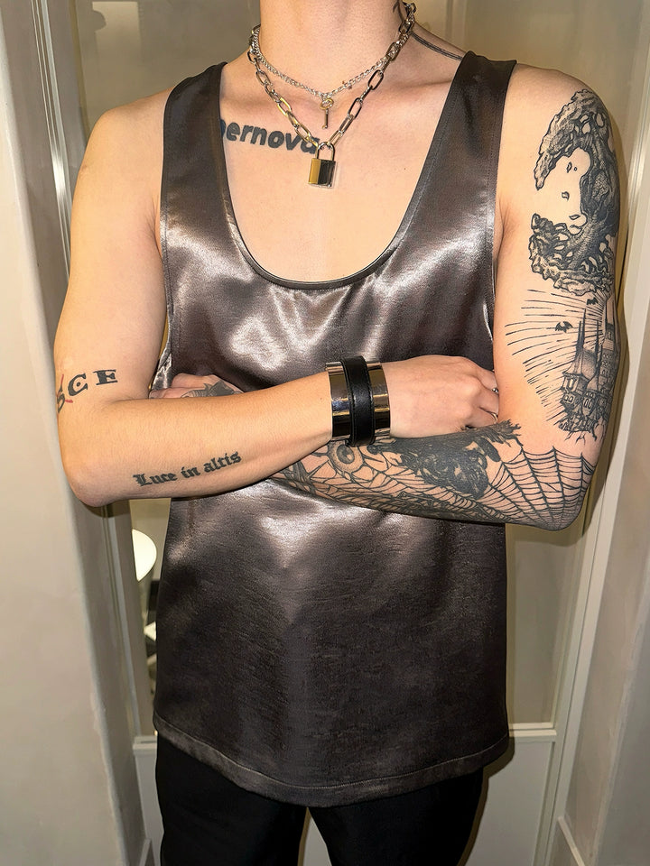Silk Shiny Loose Casual Vest