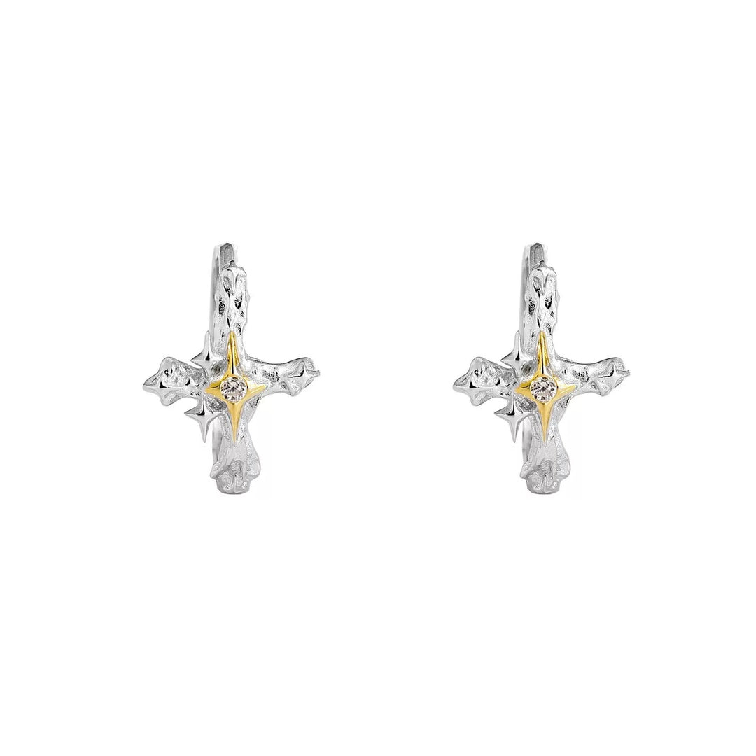 Sterling Silver Cross Hoop Earrings