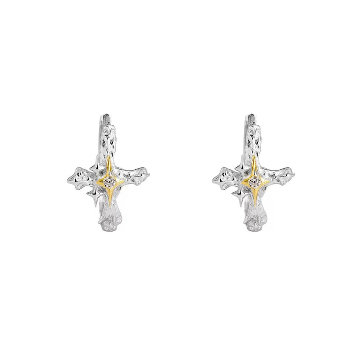 Sterling Silver Cross Hoop Earrings