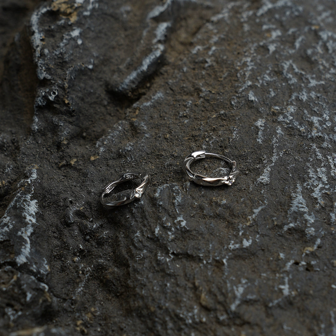 Sterling Silver Cross Star Hoop Earrings