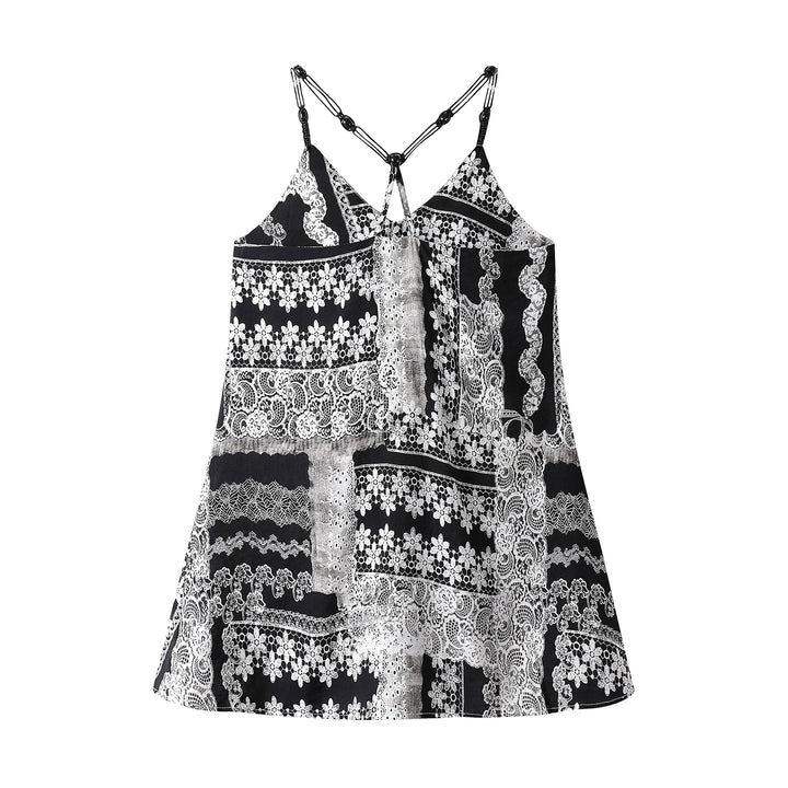 Floral Lace V-Neck Backless Tank Top
