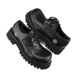 Thick Sole Round Toe Leather Derby Shoes