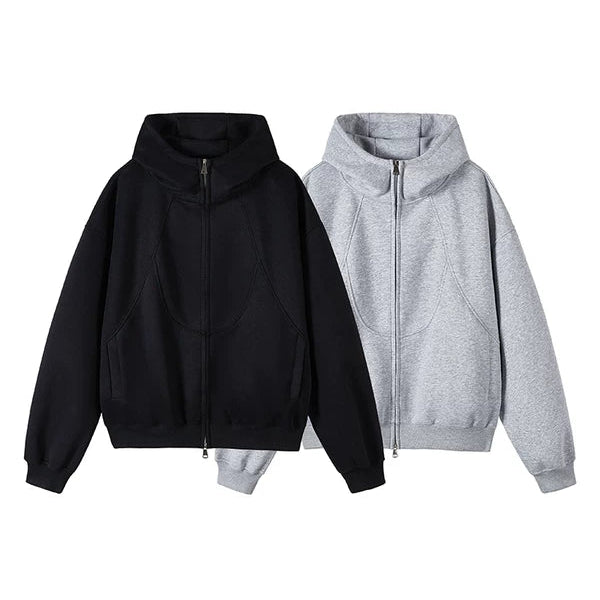 Veste à capuche zippée en cardigan lourd 