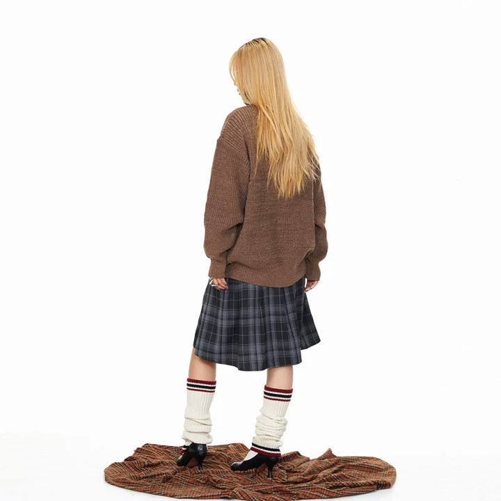 Stand Collar Knit Button Cardigan Sweater