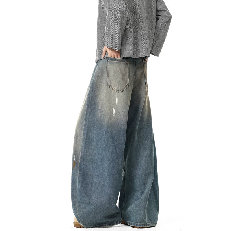 Ink-Splatter Wide Leg Denim Pants 4