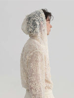 Floral Lace Sheer Hooded Button Shirt 3