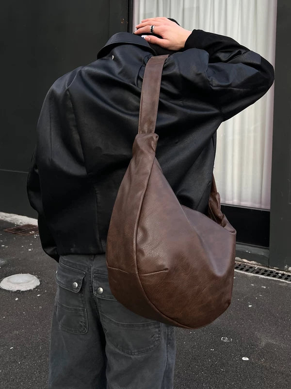 Japanese Retro Leather Underarm Tote Bag 2