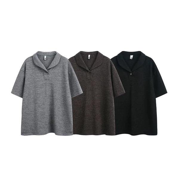 Knit Polo Collar Short-Sleeve T-Shirt 4