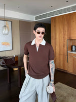 Knit Polo Sweater with Contrast Collar 3