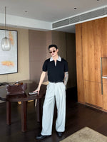 Knit Polo Sweater with Contrast Collar 4