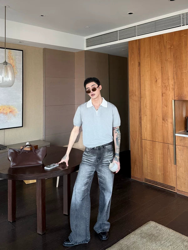 Knit Polo Sweater with Contrast Collar 5