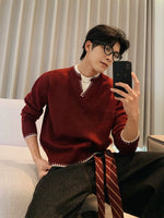 Knit Pullover Sweater with Contrast Trim 3