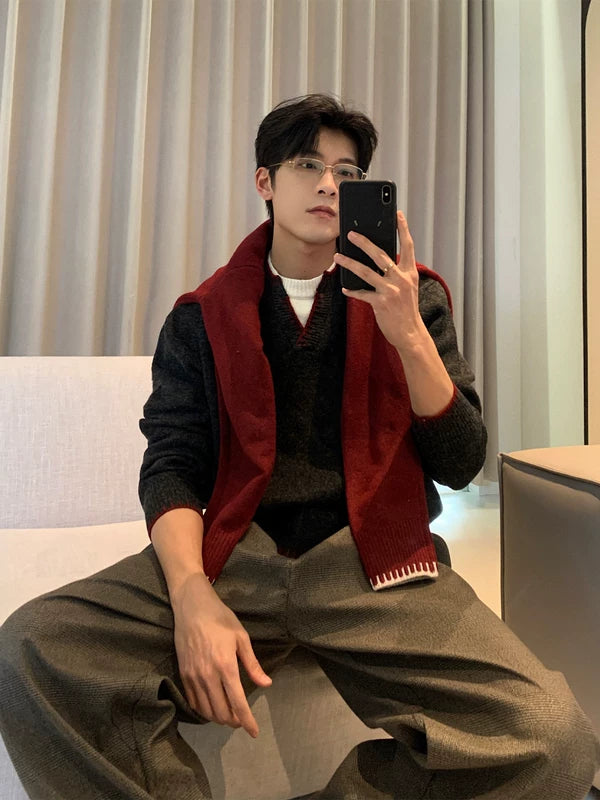 Knit Pullover Sweater with Contrast Trim 4