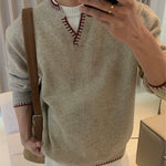 6179044842270,6179044842271,6179044842272, Knit Pullover Sweater with Contrast Trim