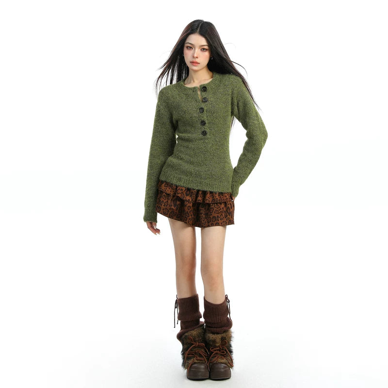 Korean Style Henley Knit Slim Sweater 3