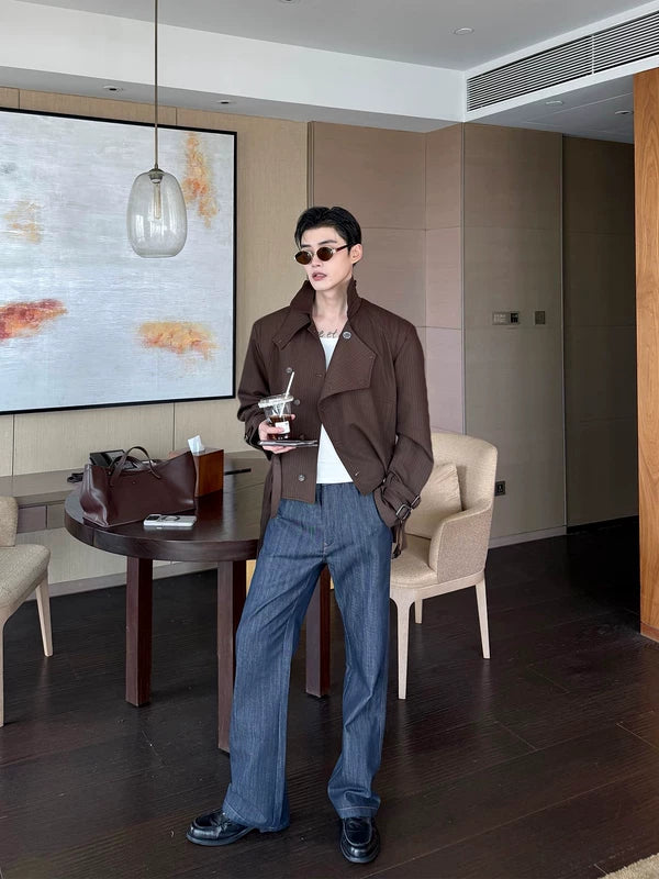 Korean Style Raw Denim Straight Leg Pants 4