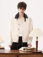 Korean Style Woven Leather Collar Jacket 2