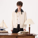 6024717924805,6024717924807,6024717924809,6024717924811, Korean Style Woven Leather Collar Jacket