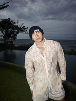 Lace Long-Sleeve Floral Sheer Shirt 1