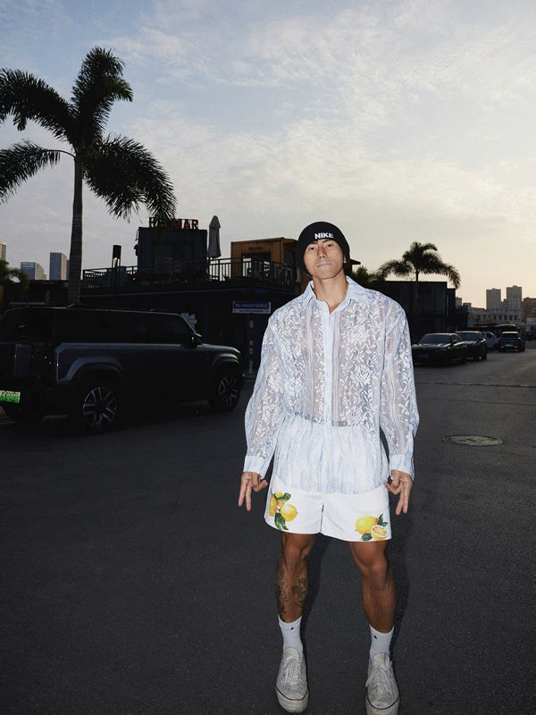 Lace Long-Sleeve Floral Sheer Shirt 2