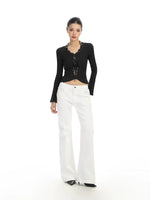 Lace Panel Ribbed Long Sleeve Knit Top 2