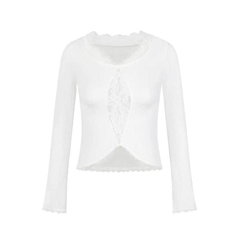 6194573606794,6194573606795,6194573606796, Lace Panel Ribbed Long Sleeve Knit Top