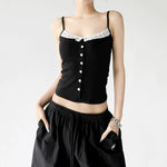 6039549164832, Lace Trim Button Front Camisole Top
