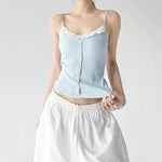 6040539921273, Lace Trim Button Front Camisole Top