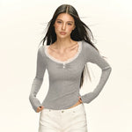 ,1627207:8461999,6005706097866,1627207:8461999,6005706097864,1627207:8461999,6005706097865,1627207:8461999,6005706097863,6005706097866,6005706097864,6005706097865,6005706097863, Lace Trim Long Sleeve Scoop Neck Top