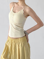 Lace Trim Ribbed Button Camisole Top 3