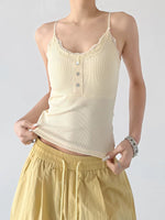 Lace Trim Ribbed Button Camisole Top 4