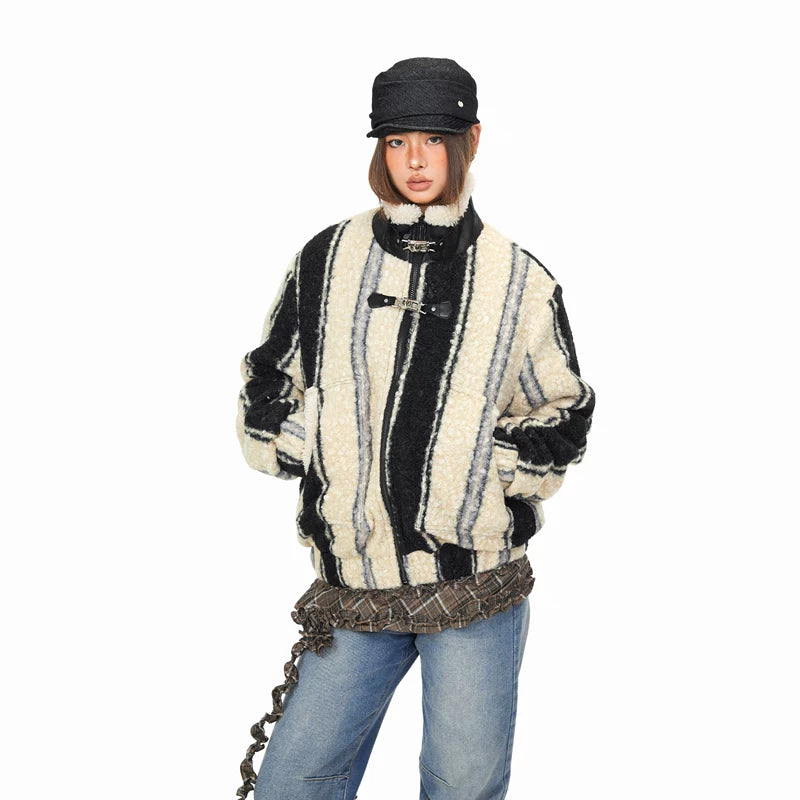 Lambswool Stand Collar Winter Jacket 3