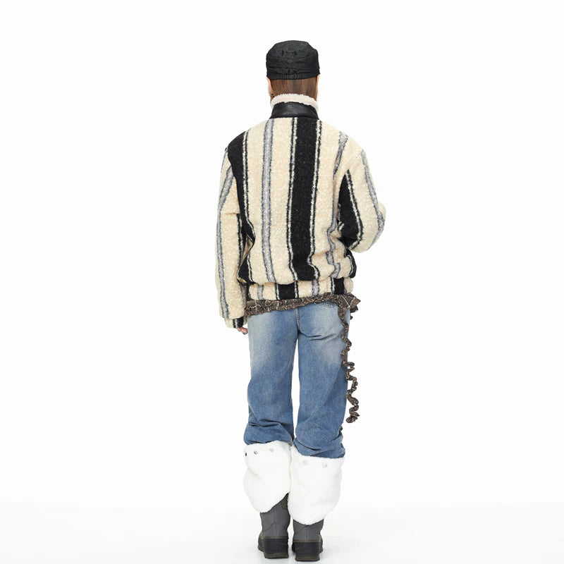 Lambswool Stand Collar Winter Jacket 5