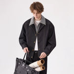 ,1627207:28341,6177710939528,1627207:28341,6177710939529,1627207:28341,6177710939531,1627207:28341,6177710939530,6177710939528,6177710939529,6177710939531,6177710939530, Lapel Faux Two-Piece Pleated Denim Jacket